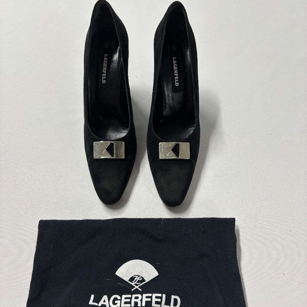 Karl Lagerfeld Black Suede Pumps - Made in France - Size 9B US